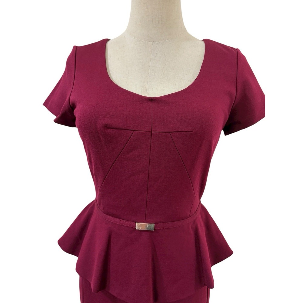 NWT Ann‎ Taylor Dress Peplum Burgundy Sz 2P Office Career  Professional Wiggle - Picture 2 of 10